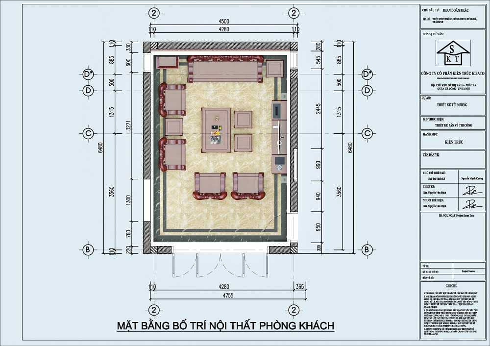 Mặt bằng thiết kế phòng khách