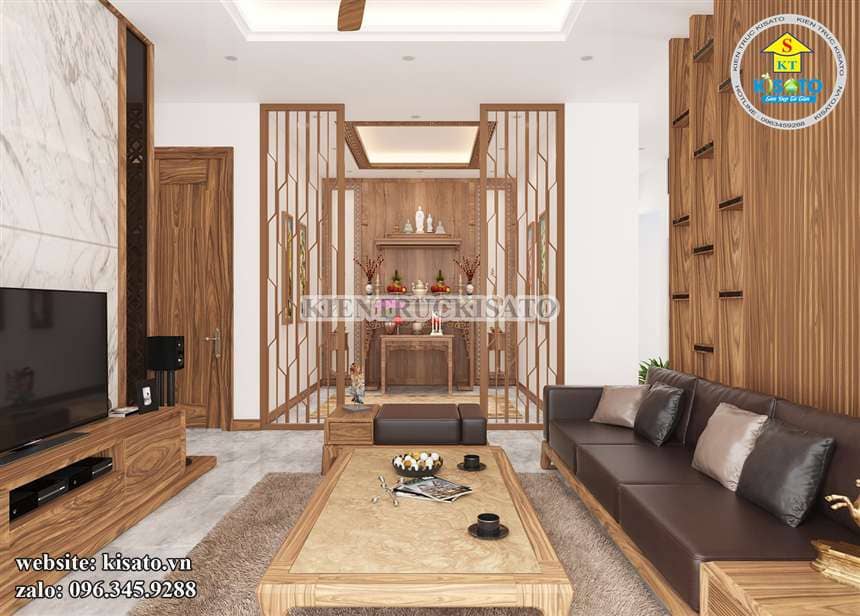 Mẫu nội thất gỗ hiện đại phòng khách