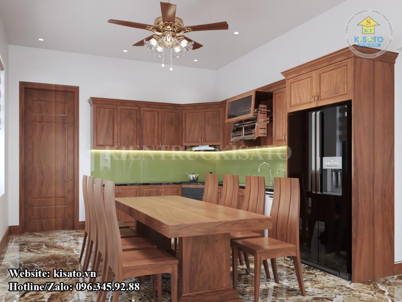 Mẫu nội thất phòng bếp ăn gỗ