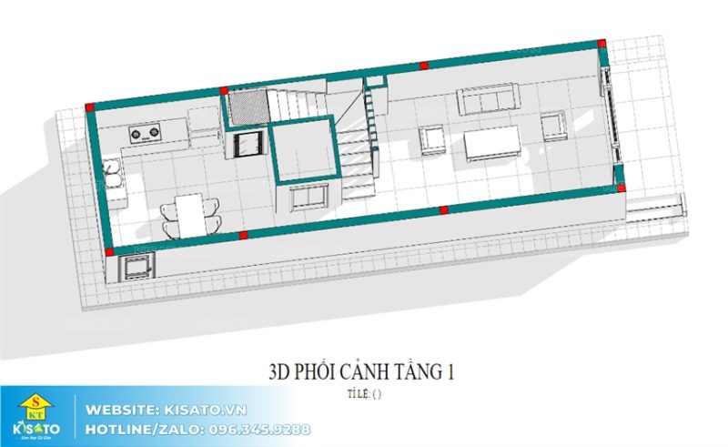 Mặt bằng công năng 3D mẫu nội thất biệt thự