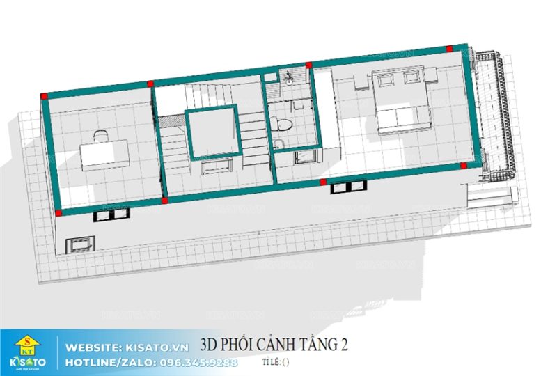 Mặt bằng công năng 3D mẫu nội thất biệt thự