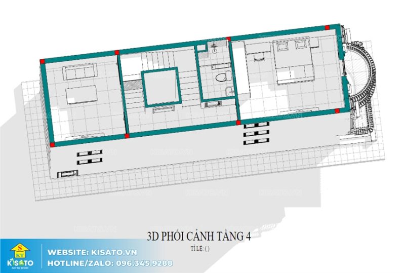 Mặt bằng công năng 3D mẫu nội thất biệt thự