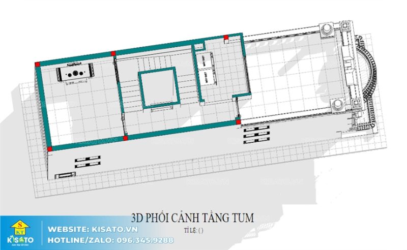 Mặt bằng công năng 3D mẫu nội thất biệt thự