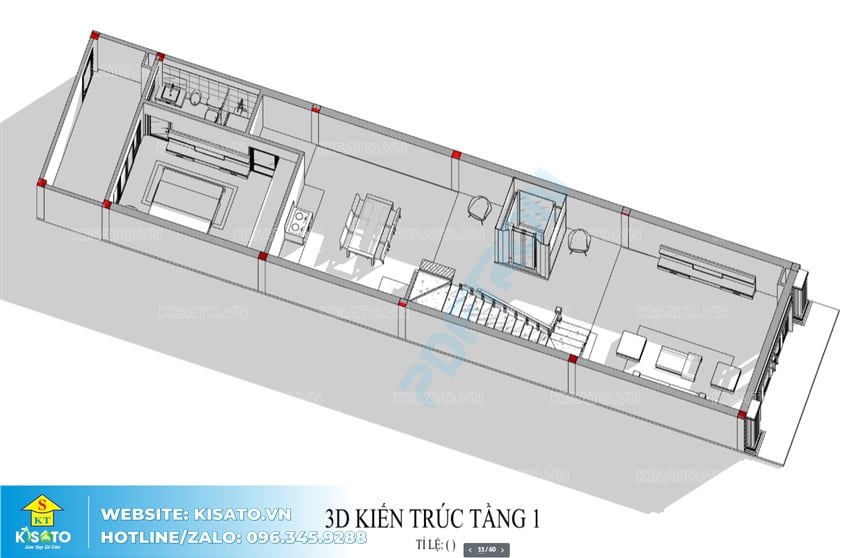 Mặt bằng công năng 3D mẫu nội thất hiện đại