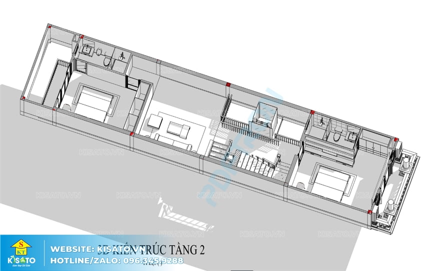 Mặt bằng công năng 3D mẫu nội thất hiện đại