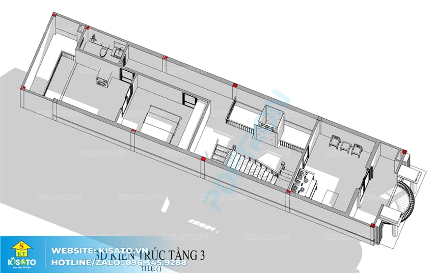 Mặt bằng công năng 3D mẫu nội thất hiện đại